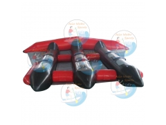 encerado del PVC de 0.9m m 6 asientos rojo inflable pez volador barco remolcable,trineos acuáticos de plátanos
