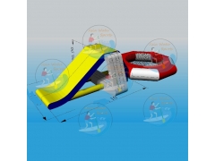 Tobogán flotante de agua hermético inflable con trampolín
