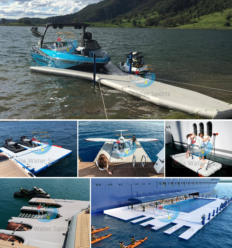 Muelle flotante de plataforma de pontón inflable para barco o yate
